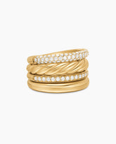 DY Mercer® Multi Row Ring in 18K Yellow Gold with Diamonds, 14mm